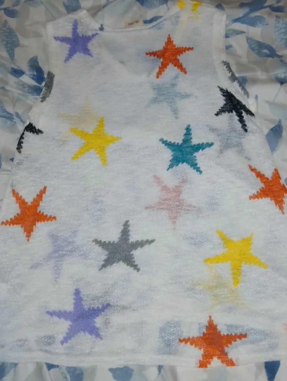 Women's White Star Print Tank Top - Multi-Color Stars - Picture 4 of 4